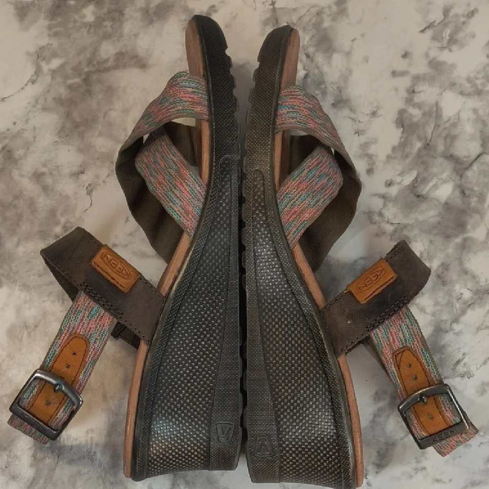 Keen Skyline Brindle Wedge  Sandals Womens Size 10 Brown Adjustable